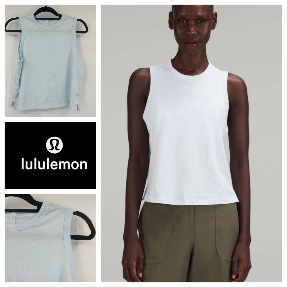Lululemon Classic-Fit Cotton-Blend Tank Top Powder Blue W1DGZS Mens Womens